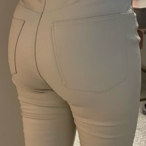 Woman’s faux leather tan pants